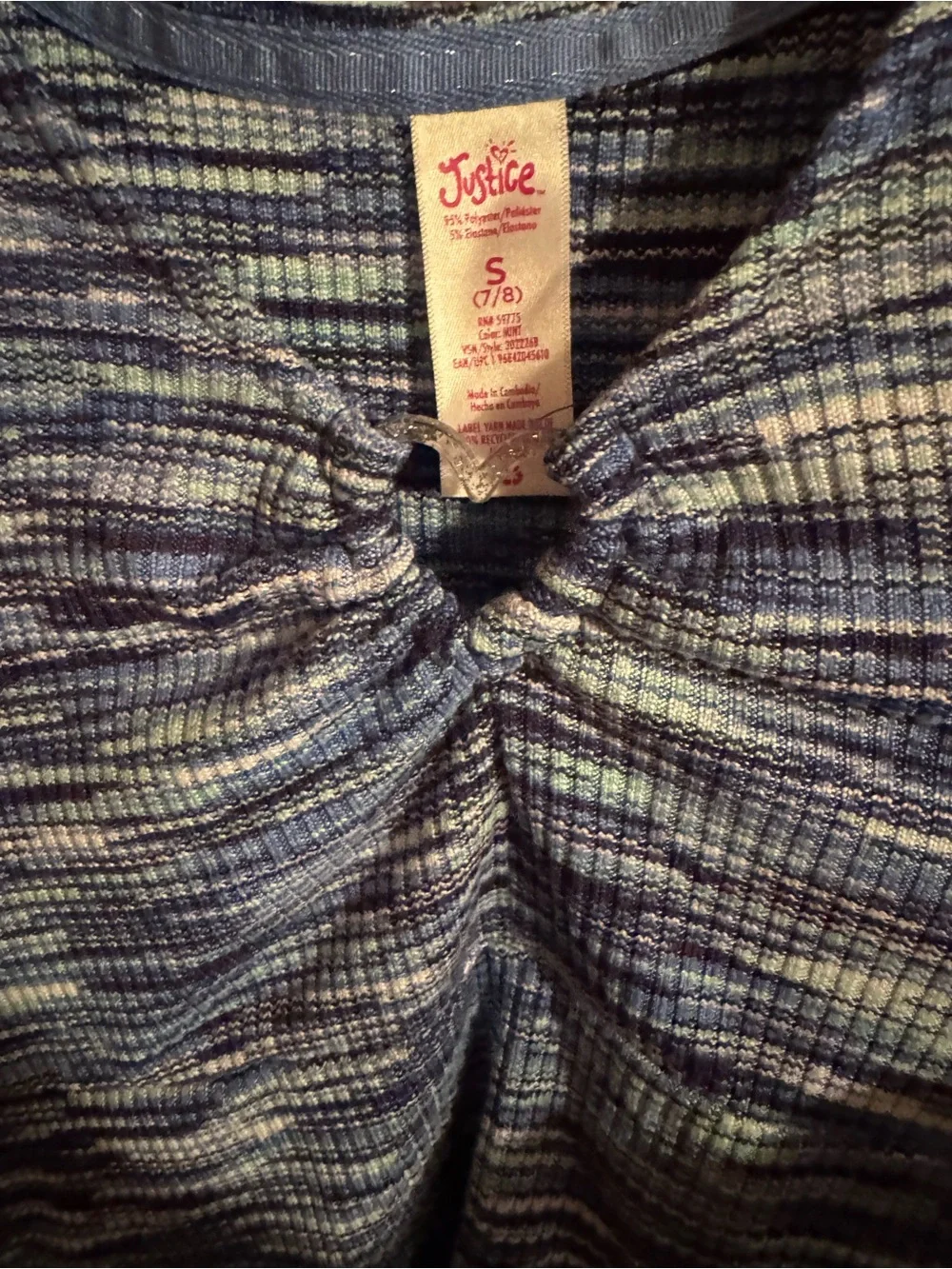 Blue Multi-Stripe Long Sleeve Twist-Front Top Justice Size Small 7 8 C6